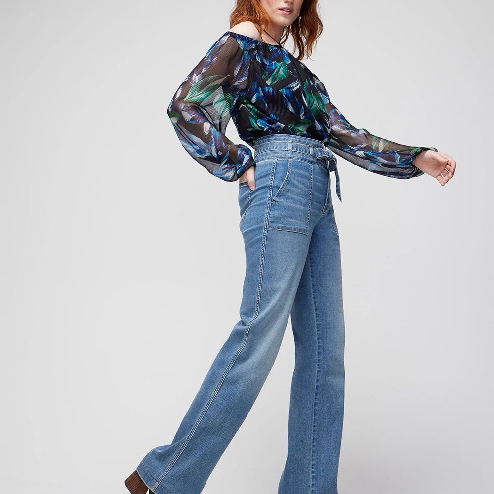 NEW $99 WHBM Off-the-Shoulder Metallic Cross-Neck Blouse - Picture 3 of 7